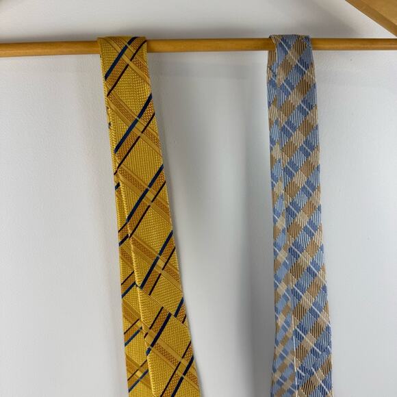Jos. A. Bank Silk Stylish Yellow and Blue Checkered Ties - Picture 6 of 10